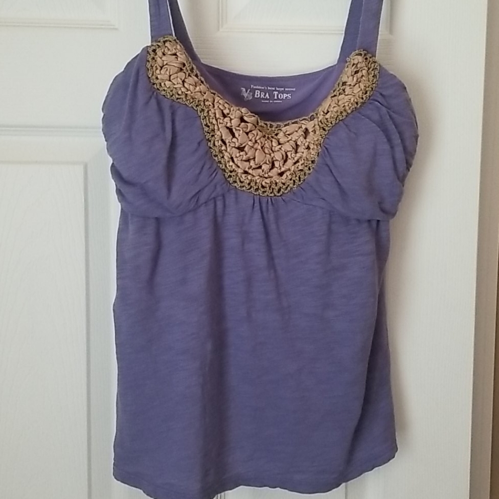 Victoria's Secret Lavender Tank with Beige Crochet